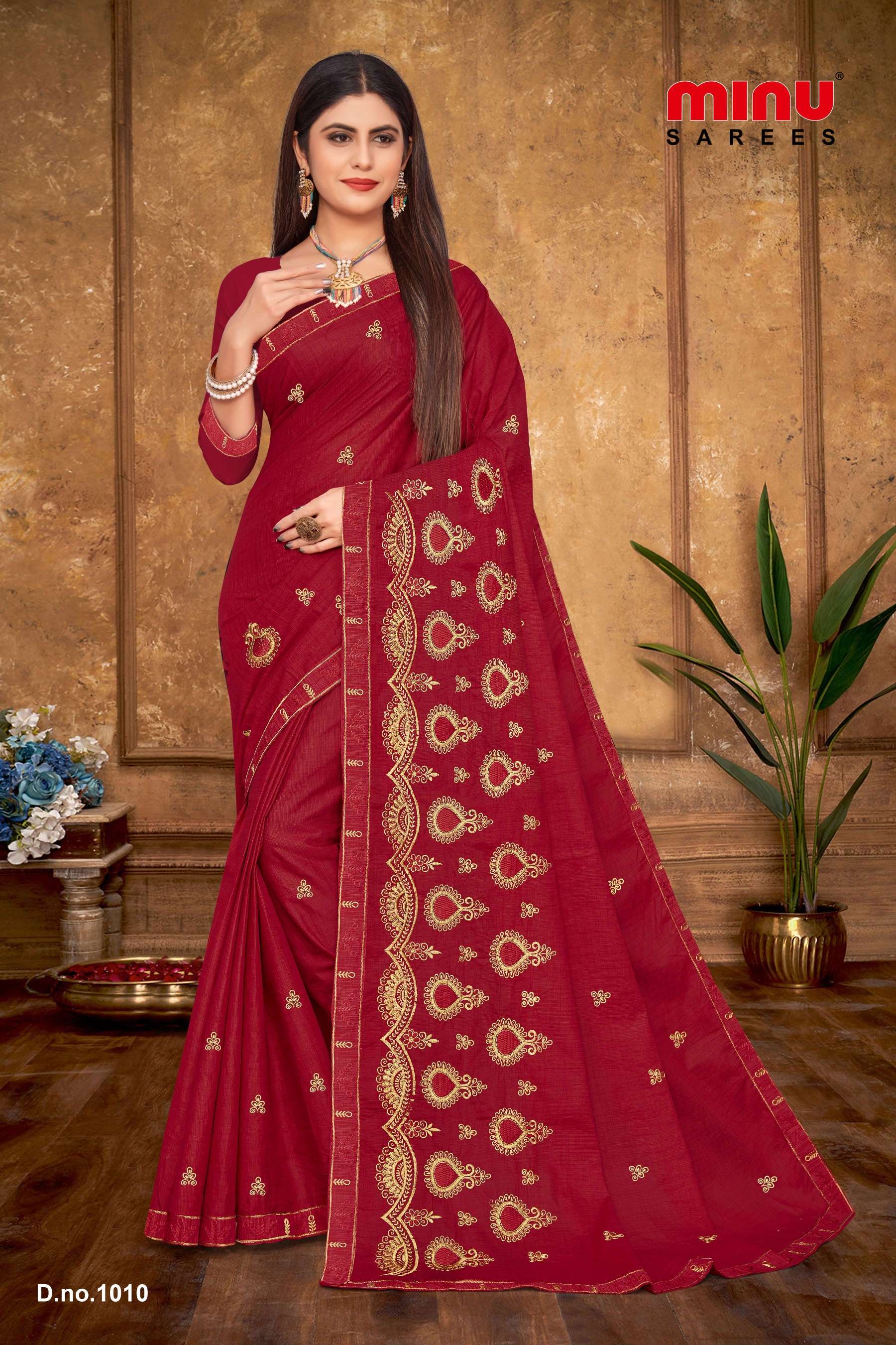 Minu Ginger Assorted Cotton Embroidered Saree-8P