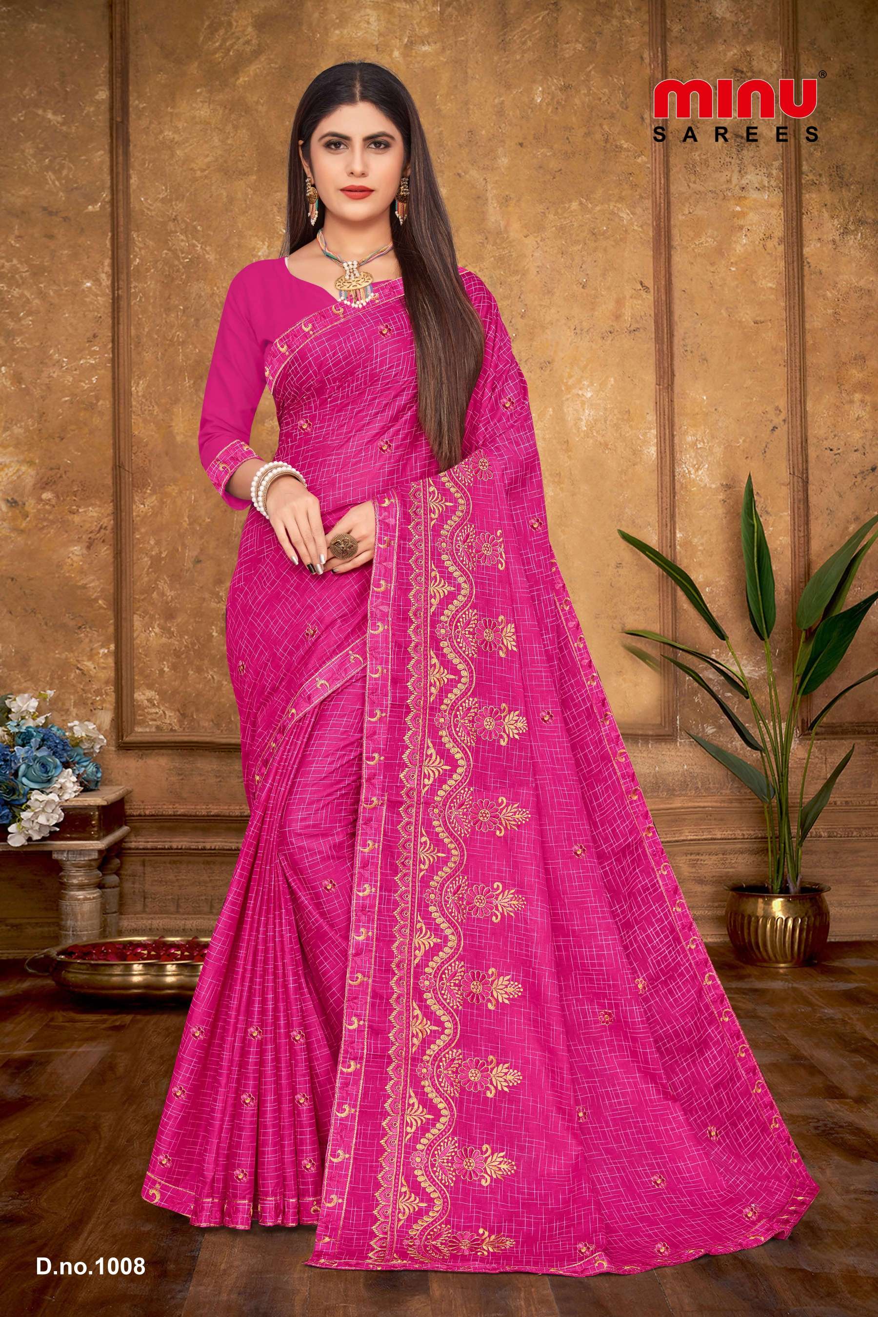 Minu Ginger Assorted Cotton Embroidered Saree-8P