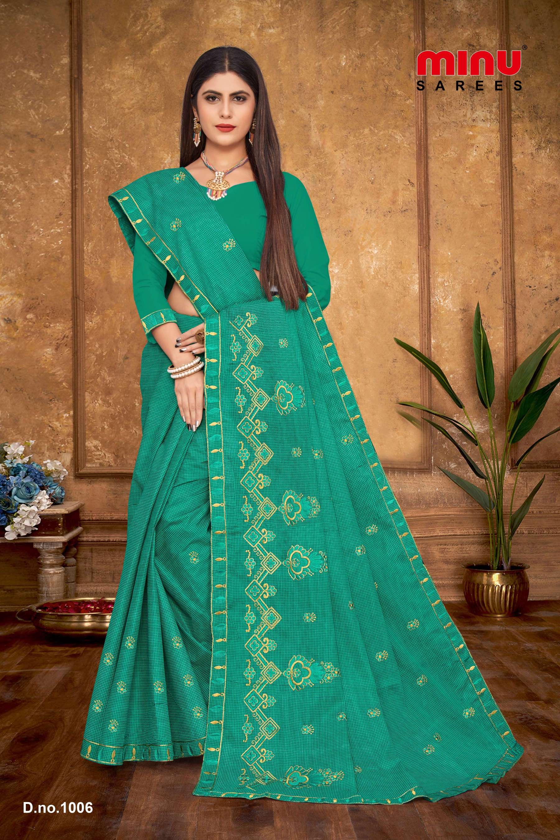 Minu Ginger Assorted Cotton Embroidered Saree-8P