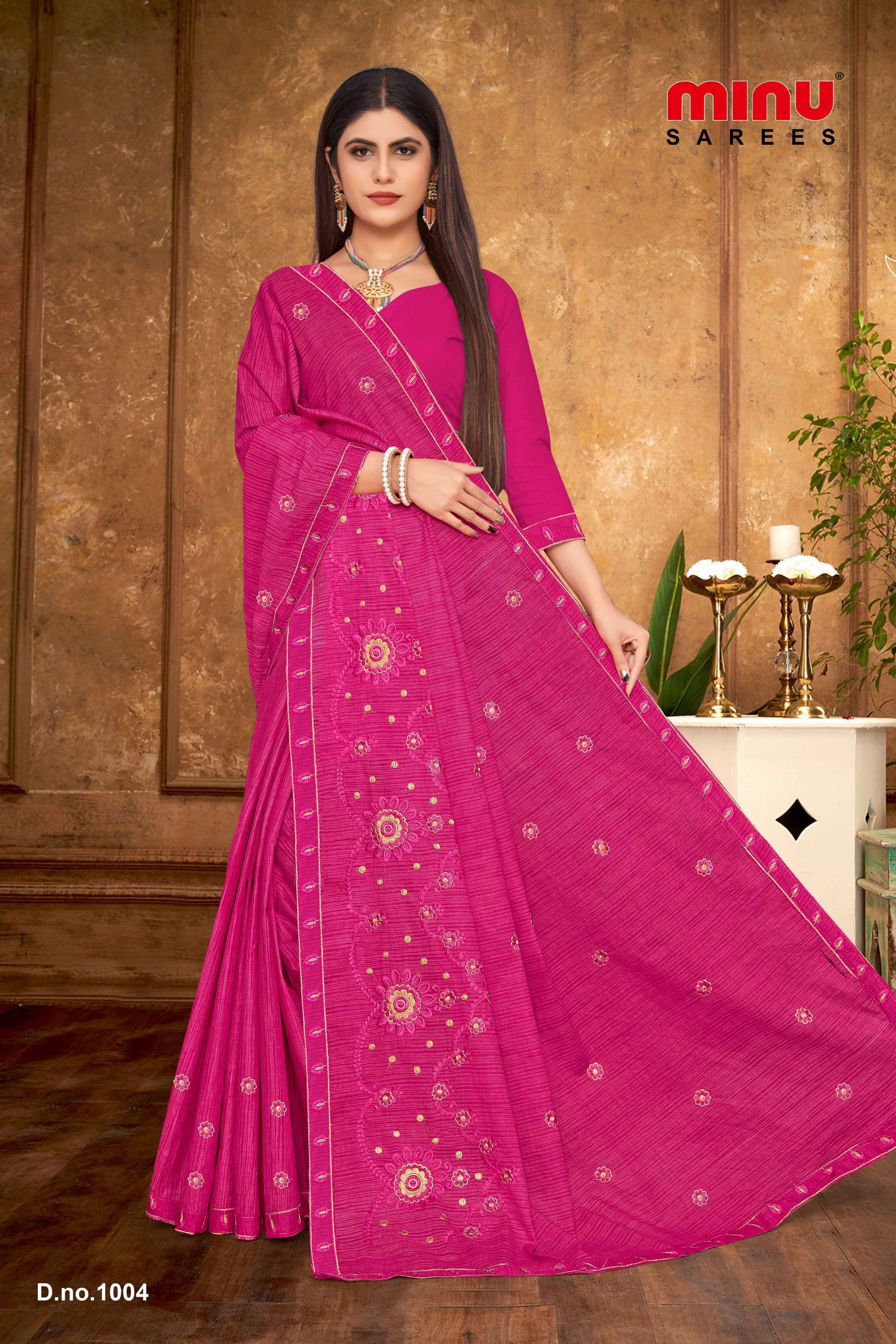Minu Ginger Assorted Cotton Embroidered Saree-8P