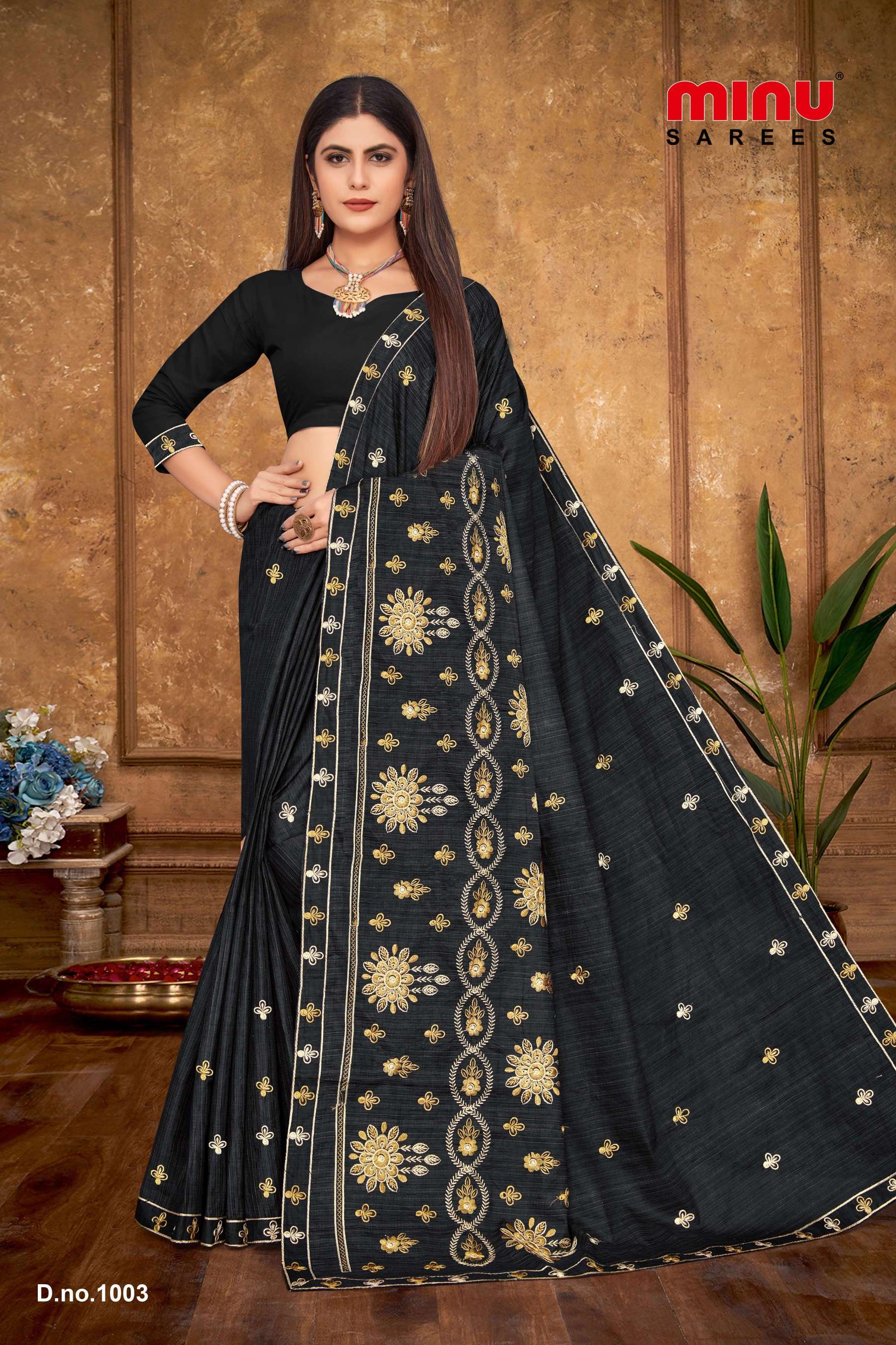 Minu Ginger Assorted Cotton Embroidered Saree-8P