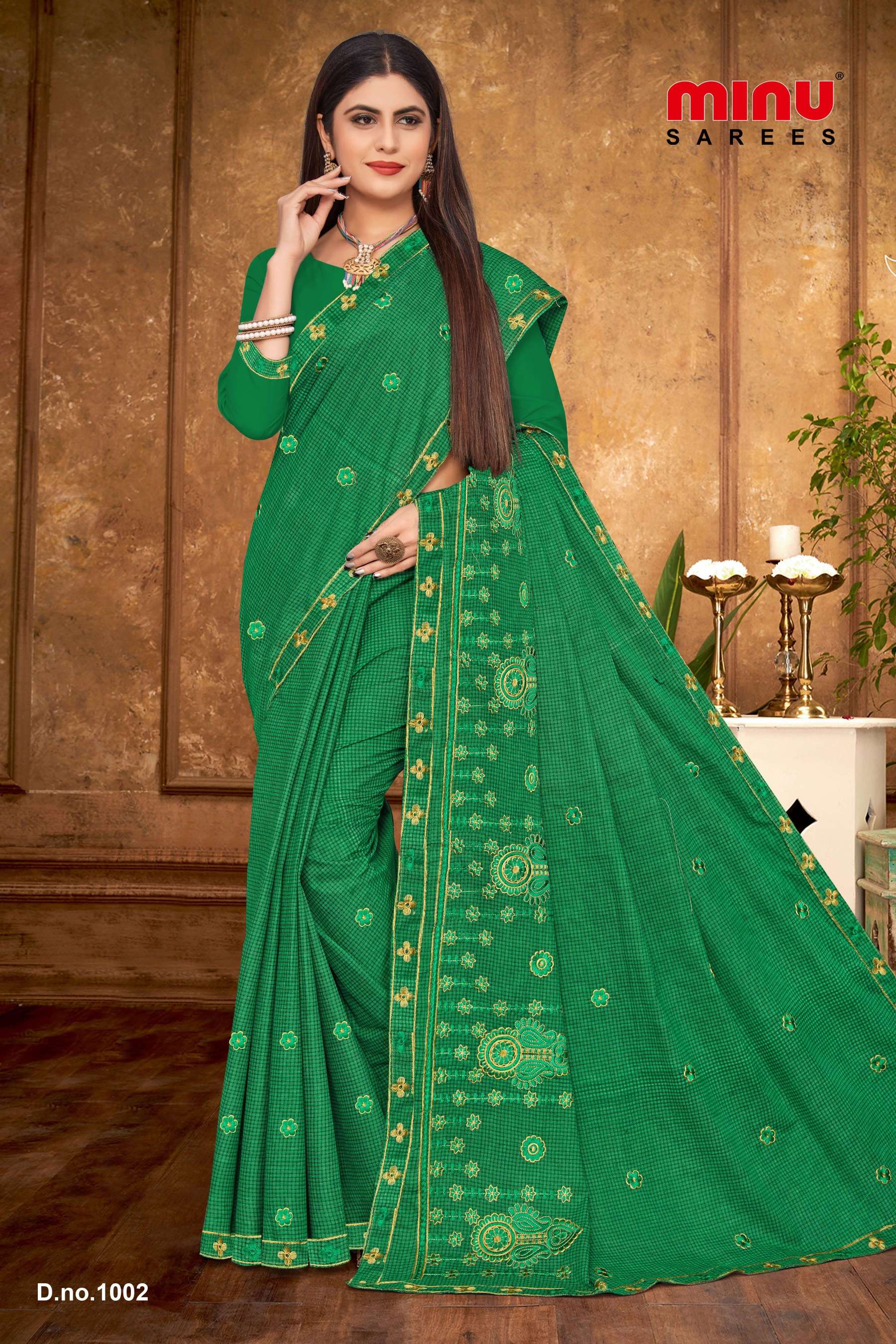 Minu Ginger Assorted Cotton Embroidered Saree-8P