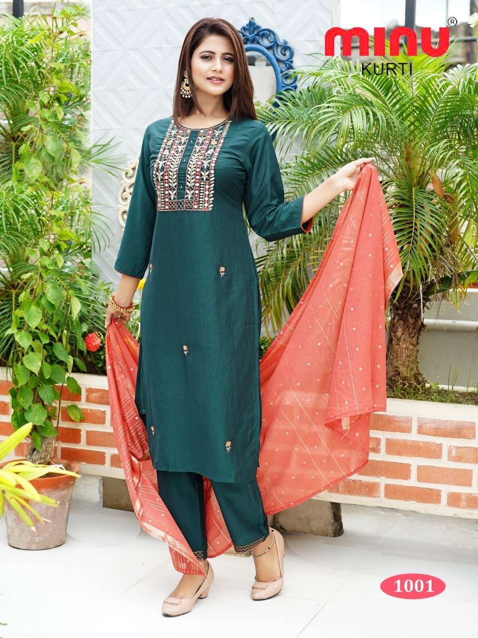 Minu GOONJ Satin Embroidered Kurtis Combo-6P Catalog