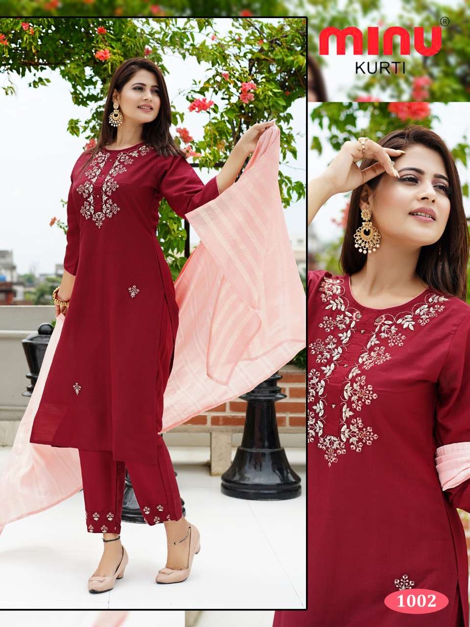 Minu GOONJ Satin Embroidered Kurtis Combo-6P Catalog