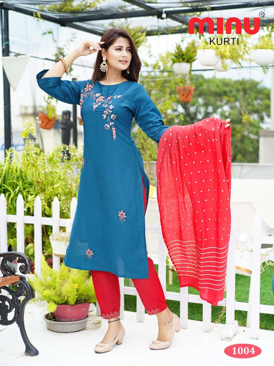 Minu GOONJ Satin Embroidered Kurtis Combo-6P Catalog