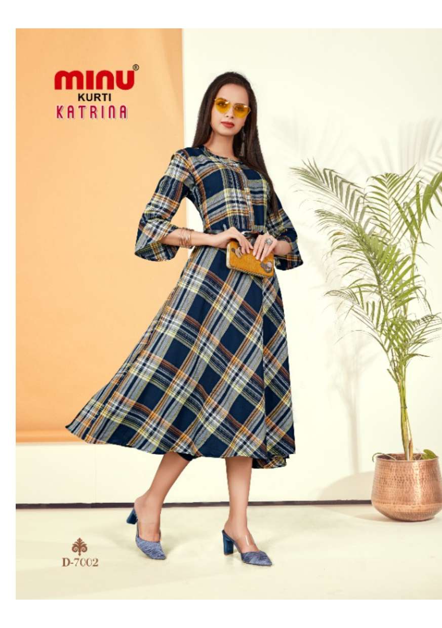 Minu KATRINA Vol-7 Rayon Long Anarkali Kurtis-6P Catalogue