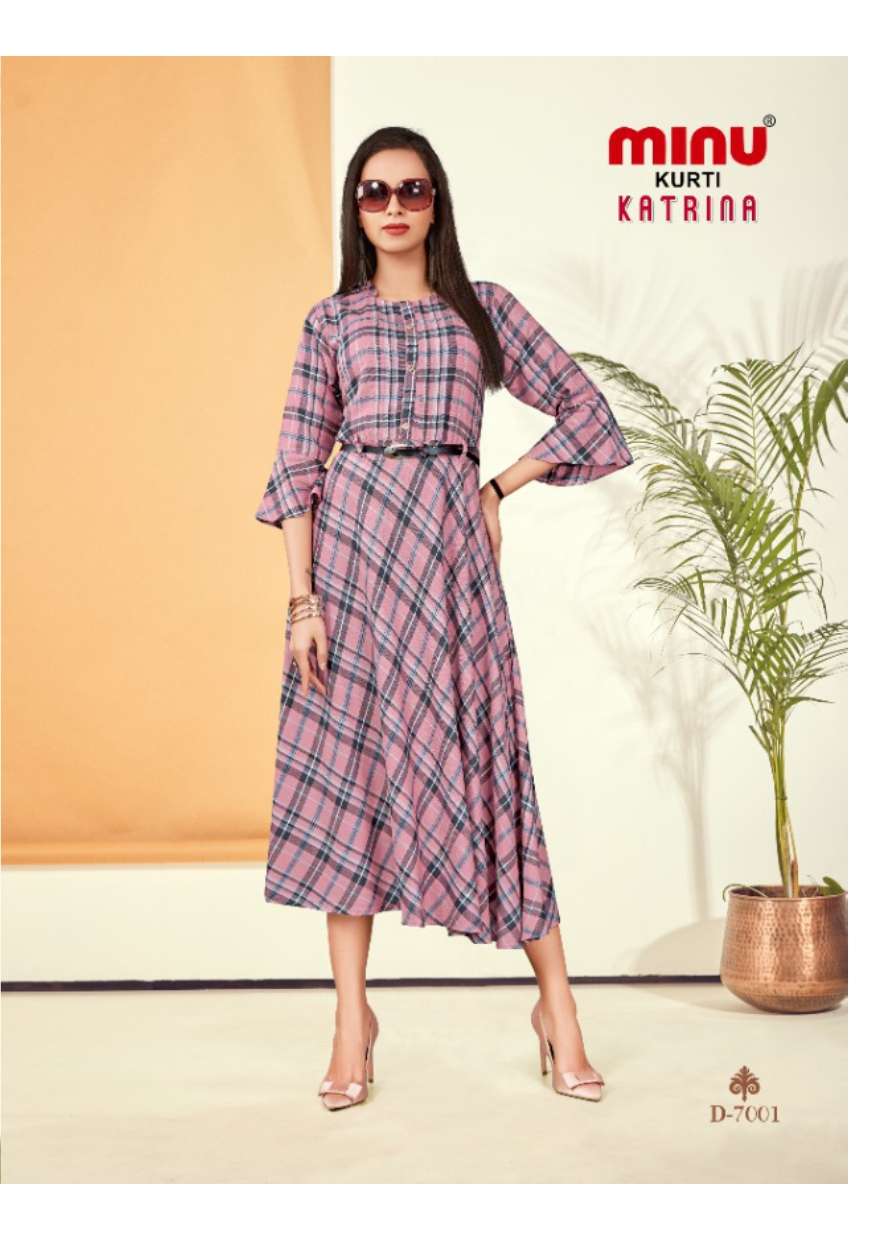 Minu KATRINA Vol-7 Rayon Long Anarkali Kurtis-6P Catalogue