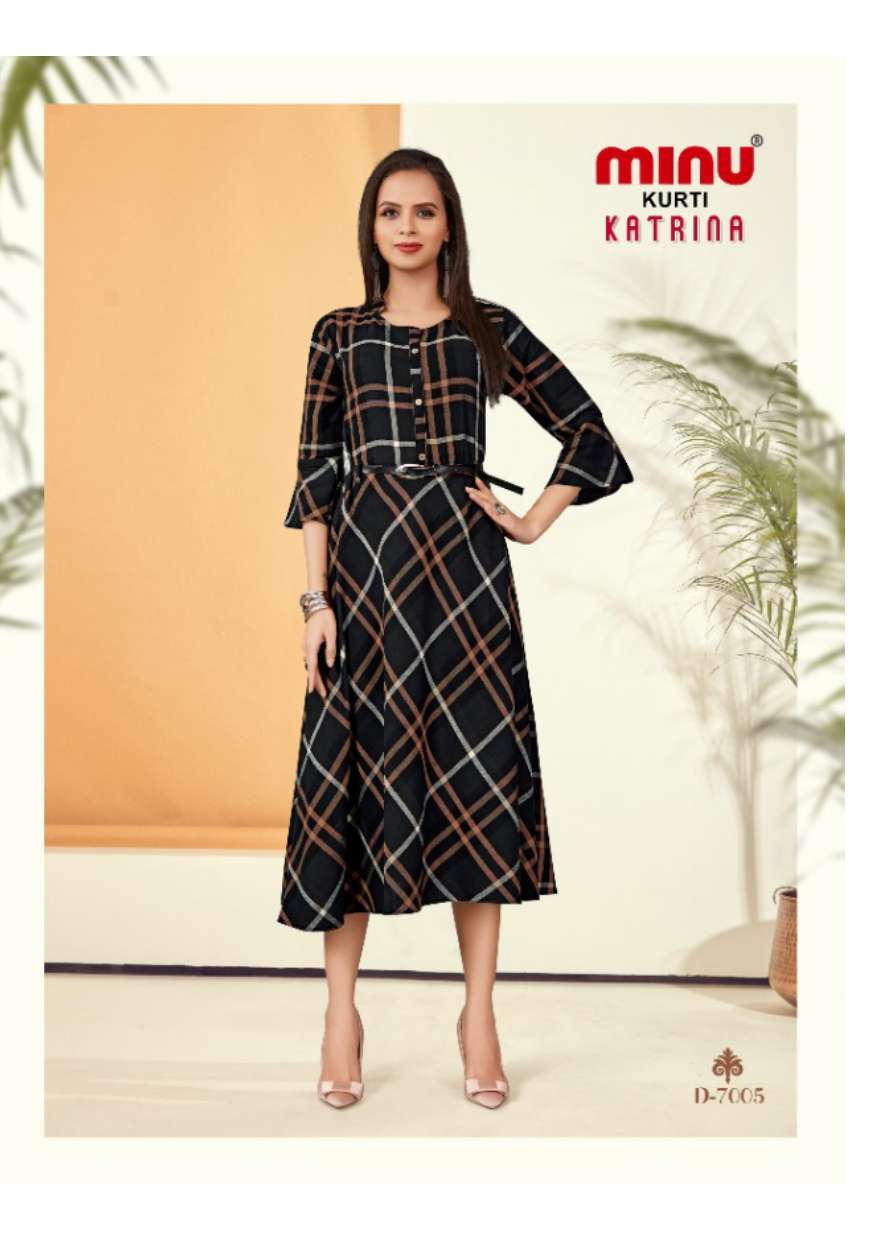 Minu KATRINA Vol-7 Rayon Long Anarkali Kurtis-6P Catalogue