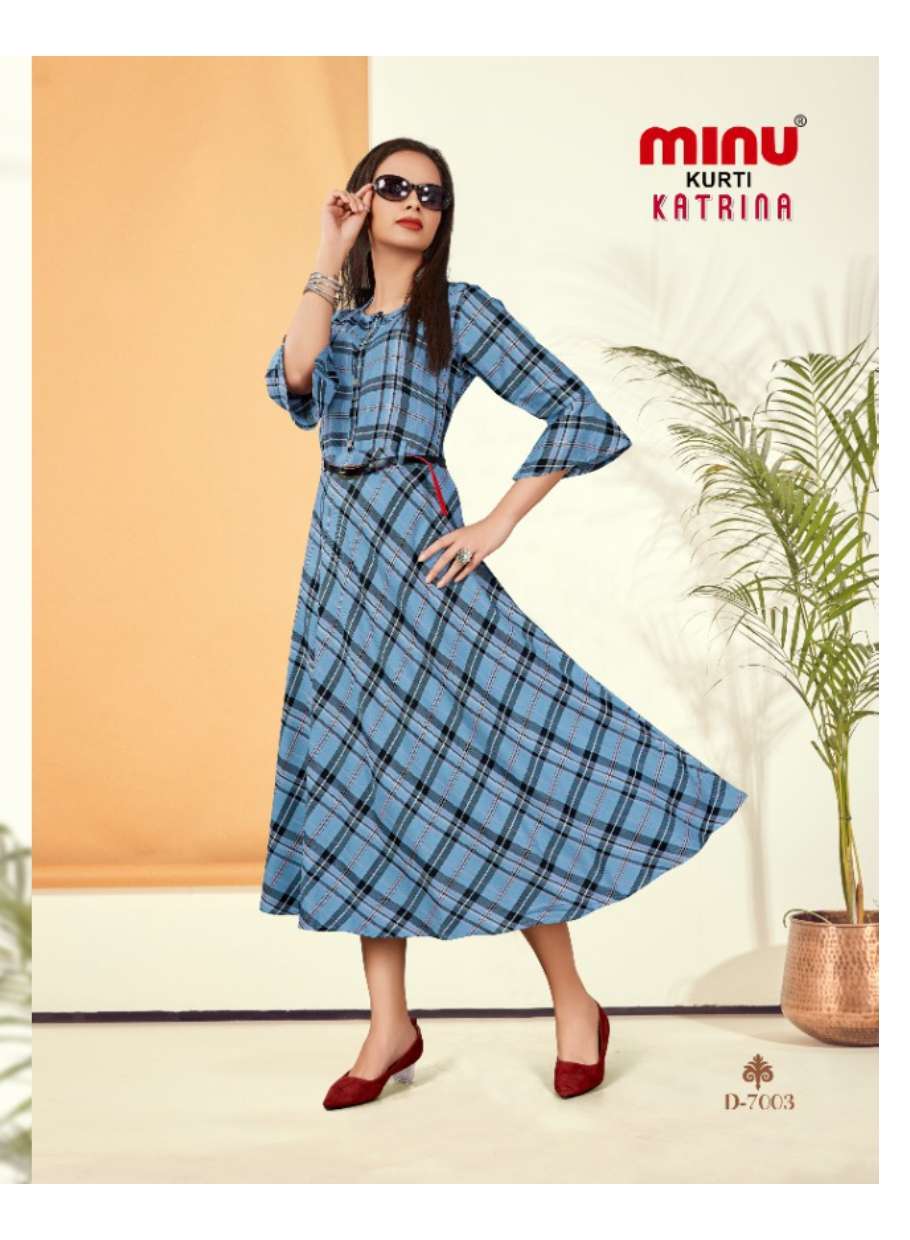 Minu KATRINA Vol-7 Rayon Long Anarkali Kurtis-6P Catalogue