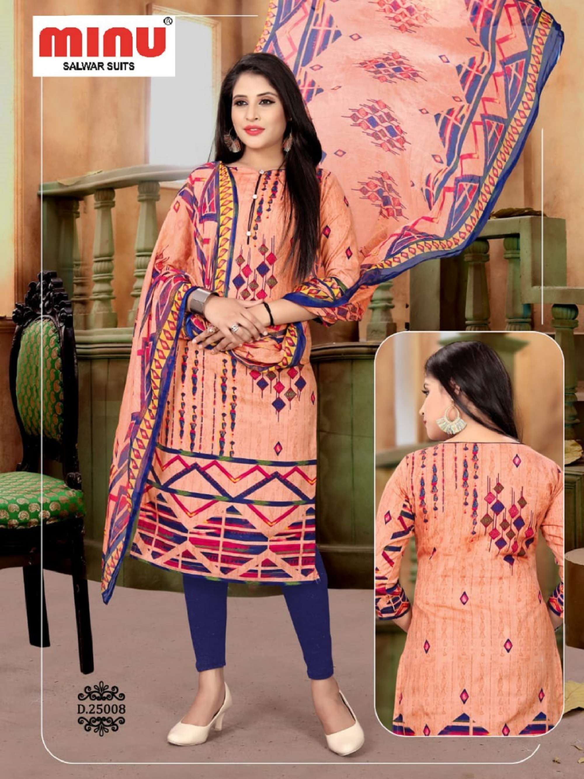 Minu PRAGATI Cotton Printed Dress Material-12P Catalog