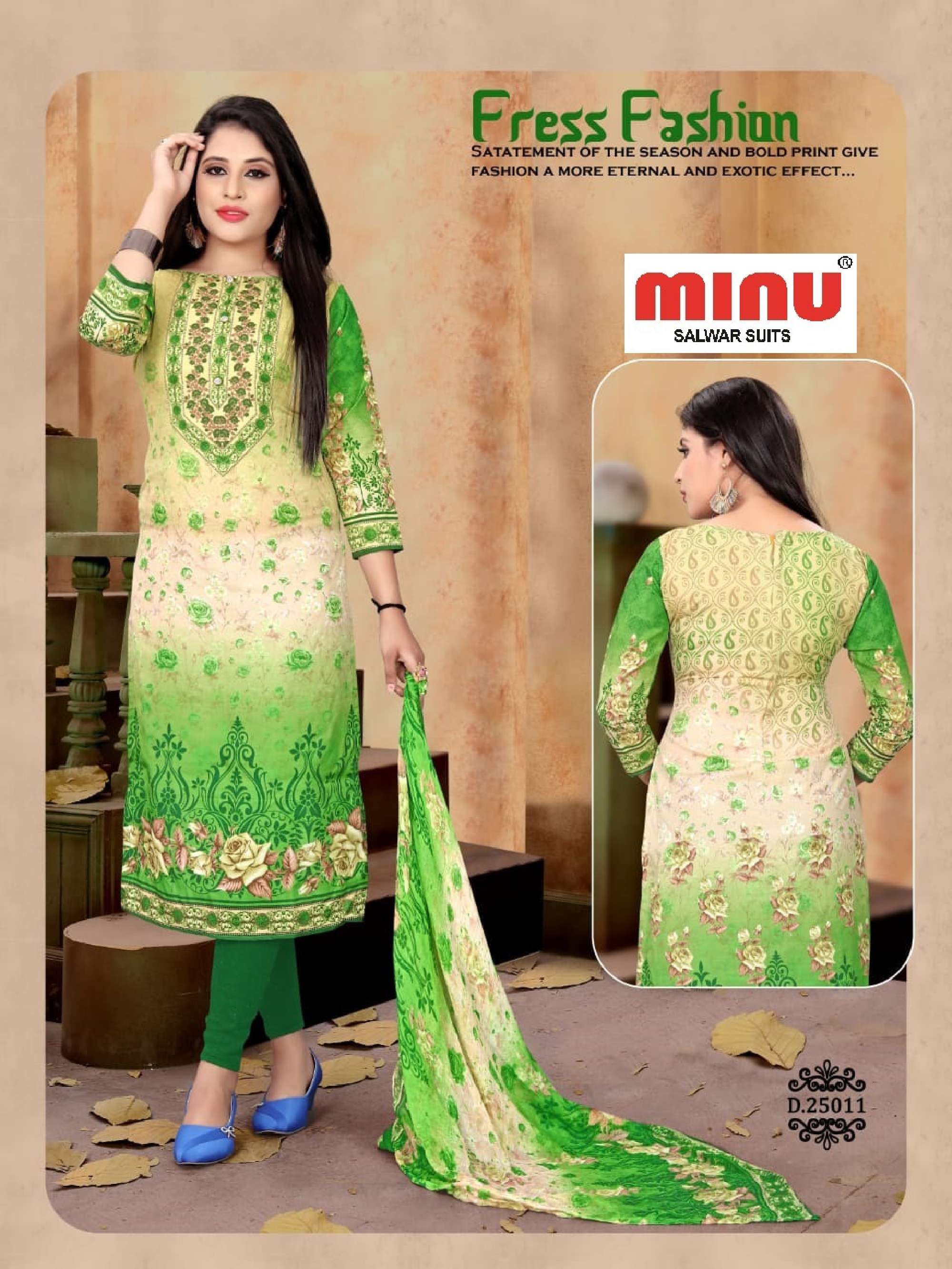 Minu PRAGATI Cotton Printed Dress Material-12P Catalog