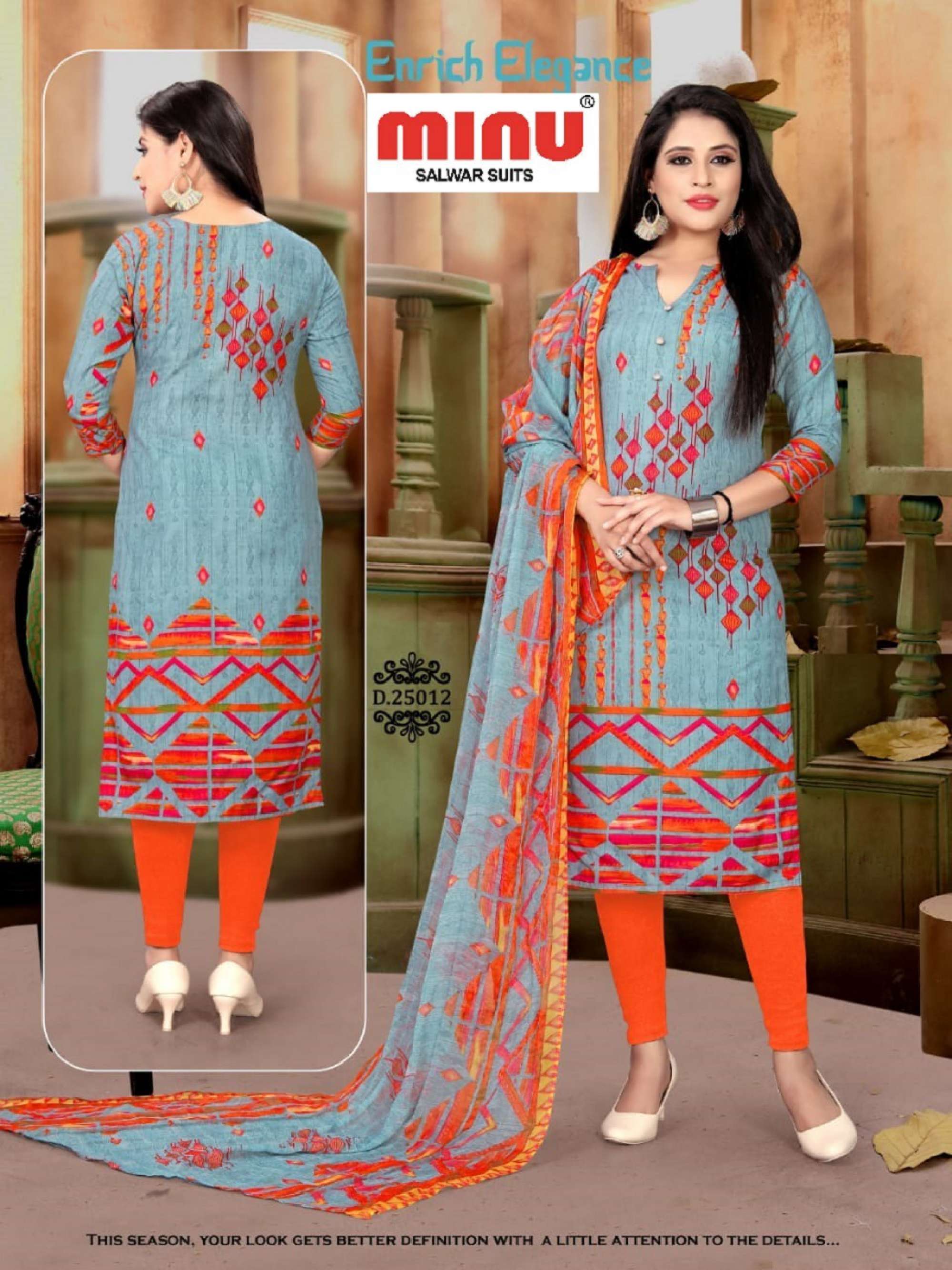 Minu PRAGATI Cotton Printed Dress Material-12P Catalog