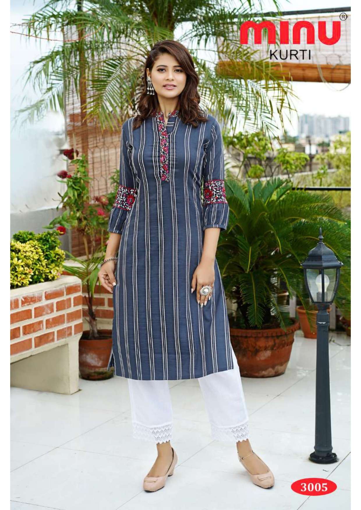 Minu SIYA Vol-3 Rayon Embroidered Long Kurtis-5P Catalog