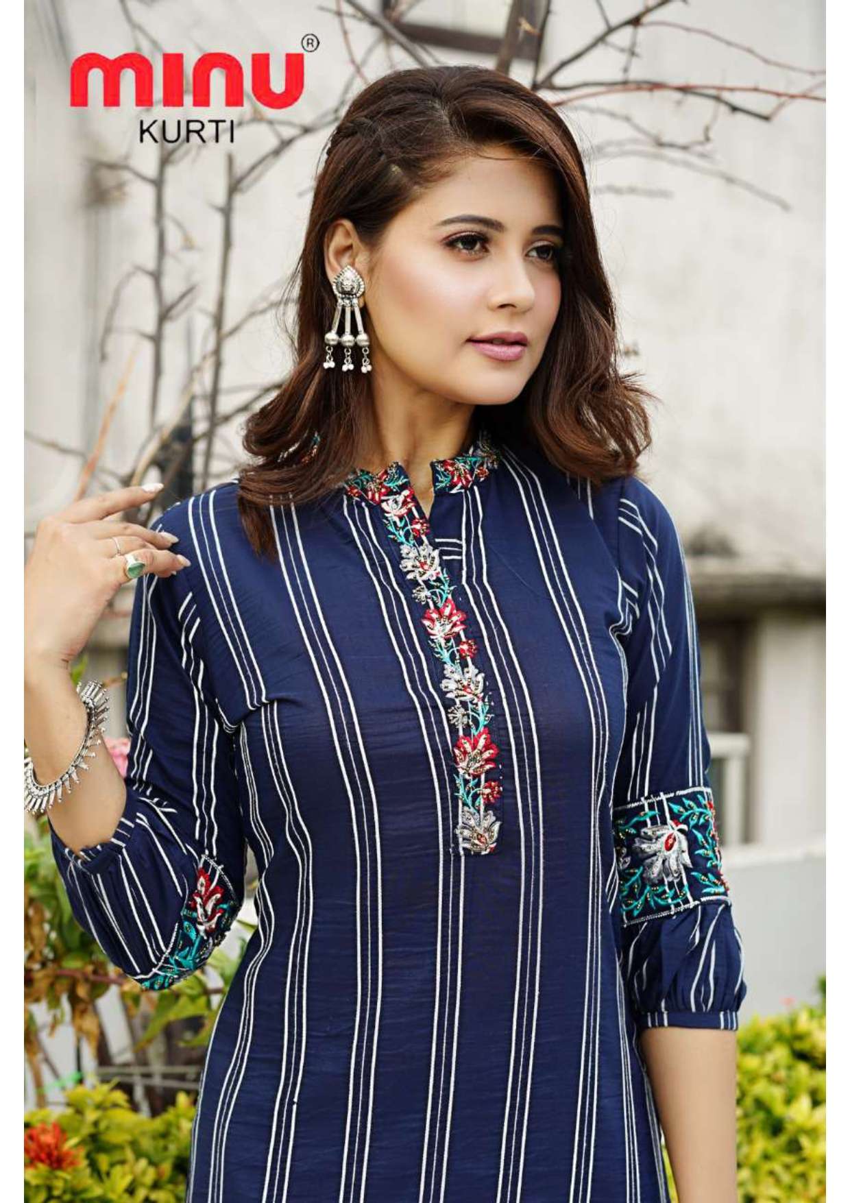 Minu SIYA Vol-3 Rayon Embroidered Long Kurtis-5P Catalog
