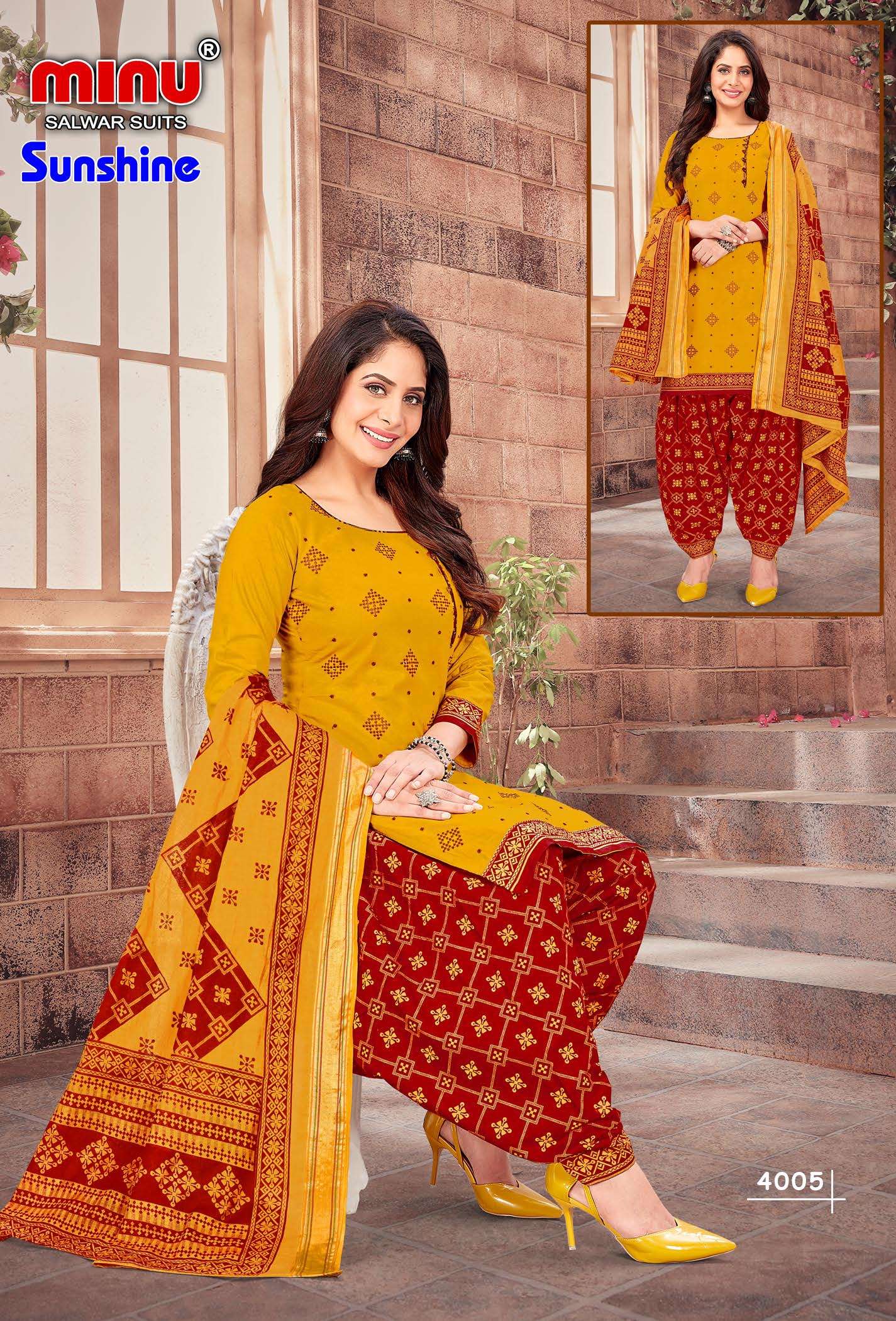 Minu SUNSHINE Cotton Embroidery Patiala Dress material-10P Catalog