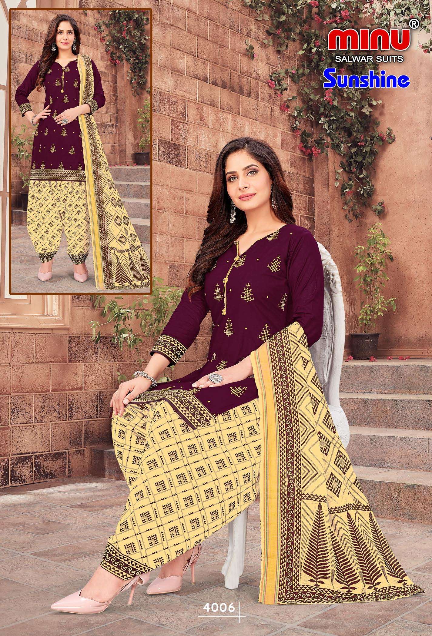 Minu SUNSHINE Cotton Embroidery Patiala Dress material-10P Catalog