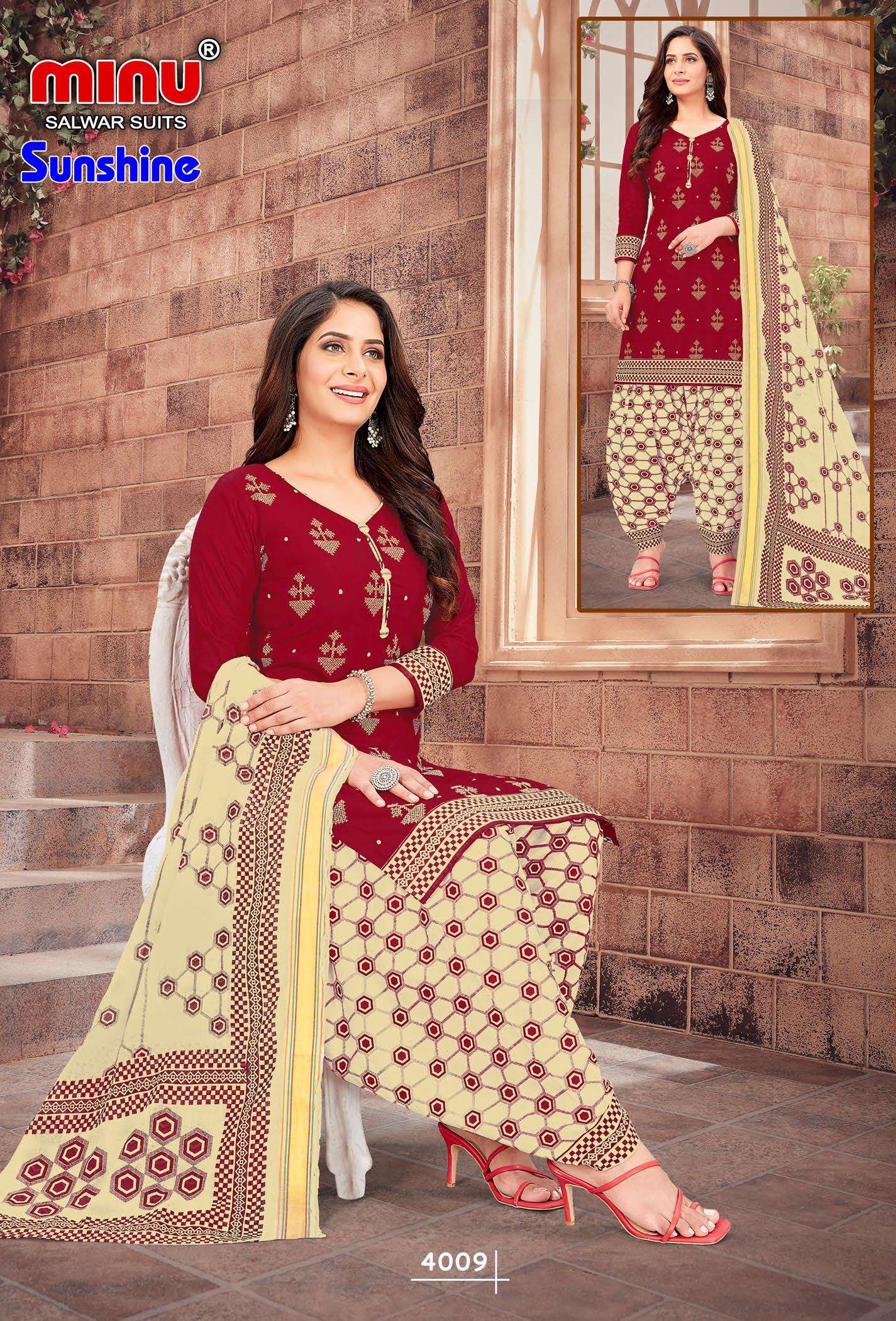Minu SUNSHINE Cotton Embroidery Patiala Dress material-10P Catalog