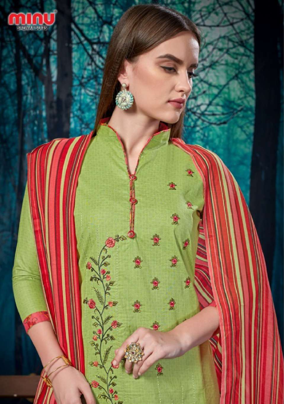 Minu TRISHA Cotton Embroidery Dress Material-8P Catalog