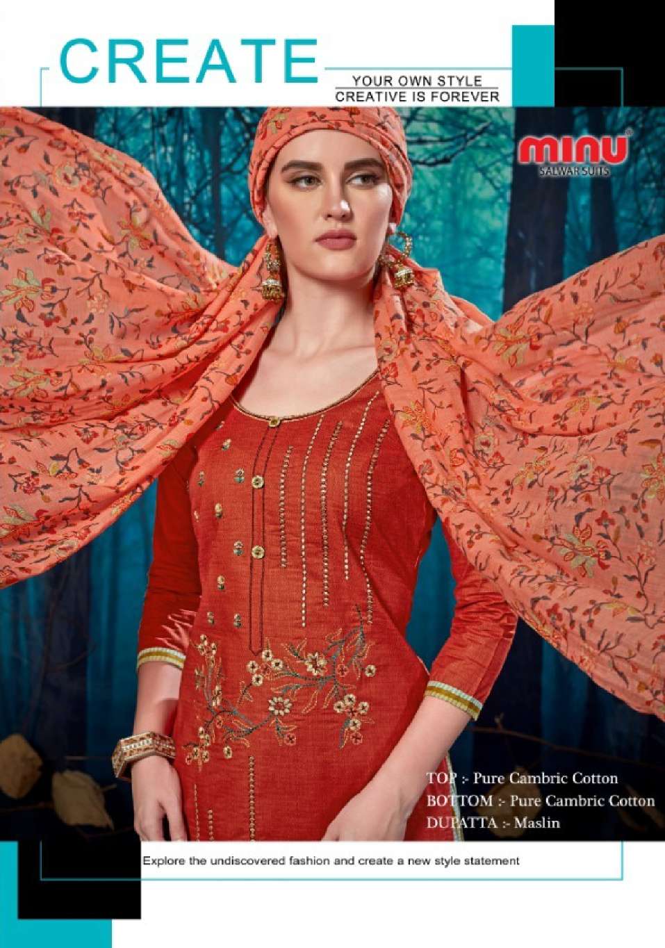 Minu TRISHA Cotton Embroidery Dress Material-8P Catalog