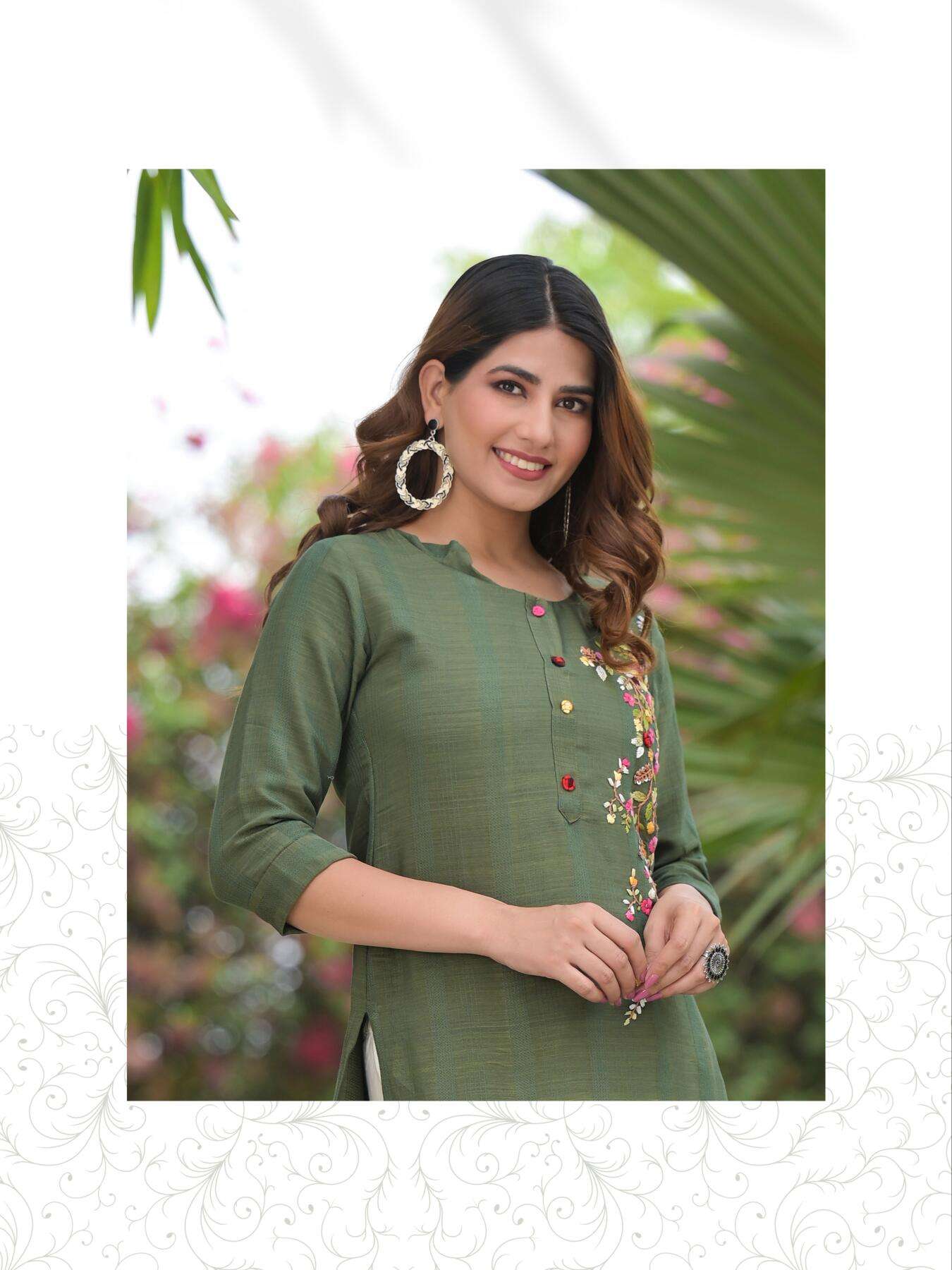Minu TRISHA Rayon Embroidered Kurti-4P Catalog