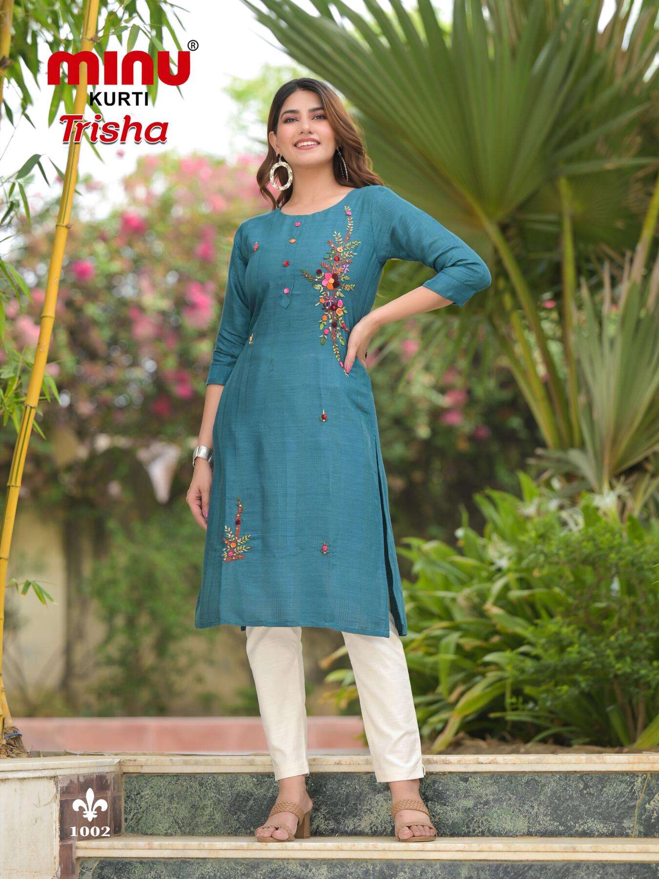 Minu TRISHA Rayon Embroidered Kurti-4P Catalog