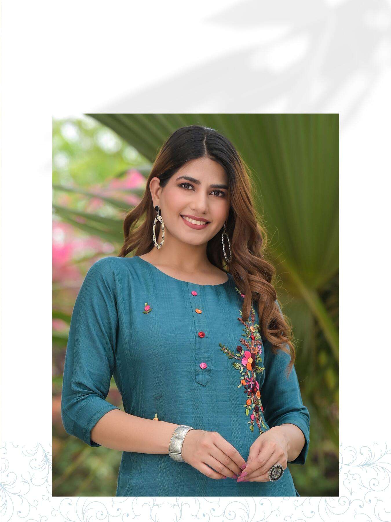 Minu TRISHA Rayon Embroidered Kurti-4P Catalog