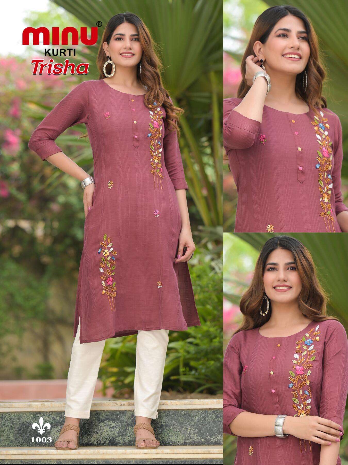 Minu TRISHA Rayon Embroidered Kurti-4P Catalog