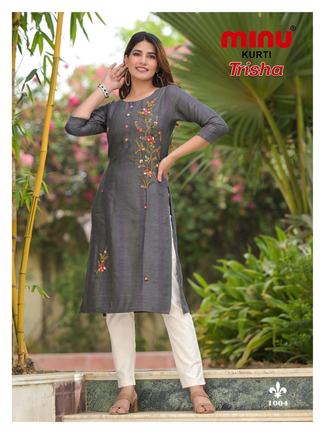 Minu TRISHA Rayon Embroidered Kurti-4P Catalog