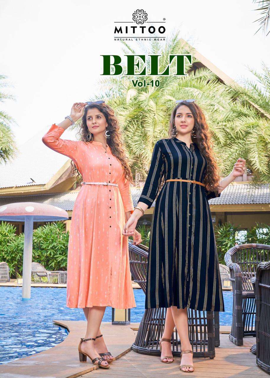  MITTOO BELT VOL 10  Rayon Printed Kurtis Catalogue