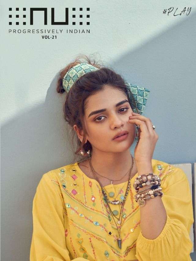  NU VOL 21 RAYON SLUB CLASSY LOOK SHORT KURTIS