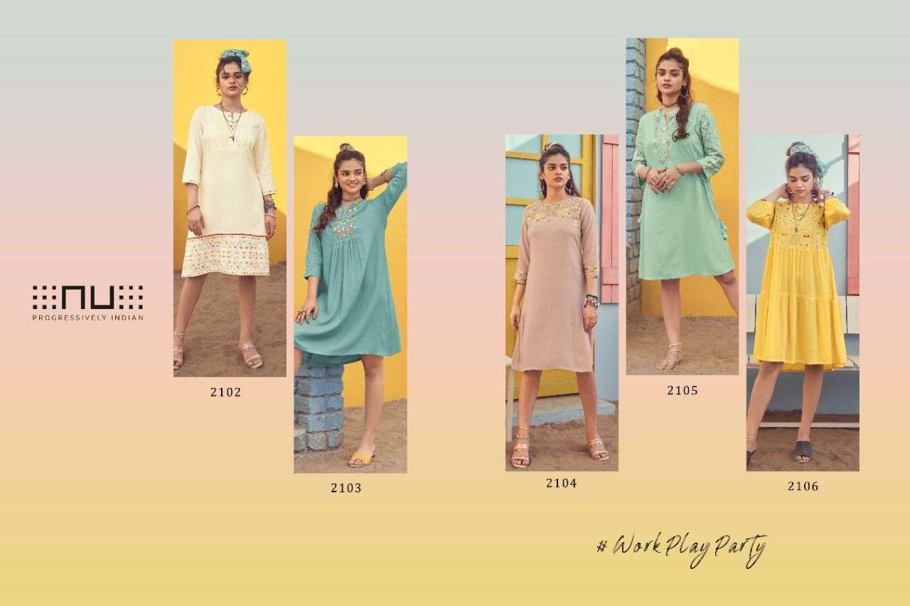  NU VOL 21 RAYON SLUB CLASSY LOOK SHORT KURTIS