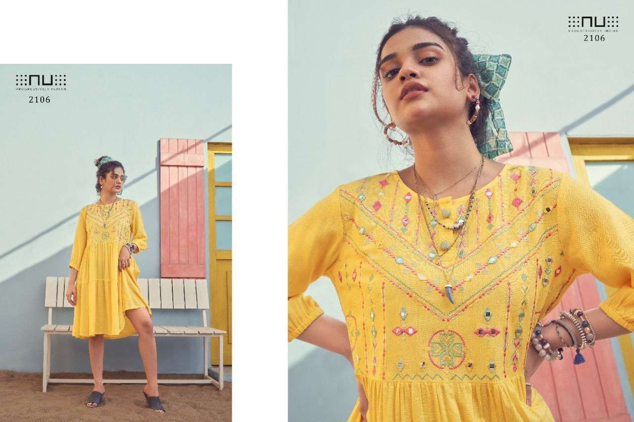  NU VOL 21 RAYON SLUB CLASSY LOOK SHORT KURTIS