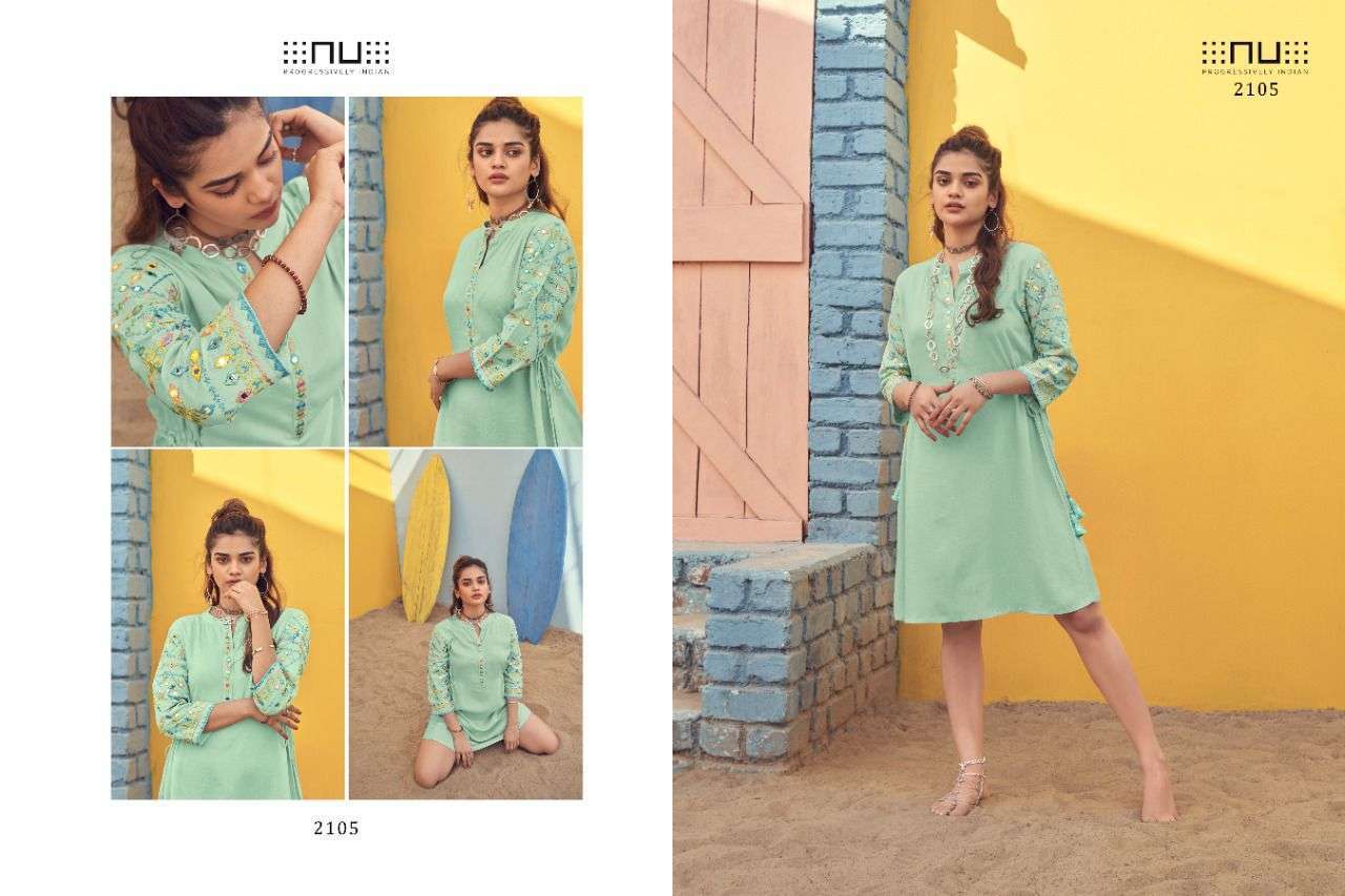  NU VOL 21 RAYON SLUB CLASSY LOOK SHORT KURTIS