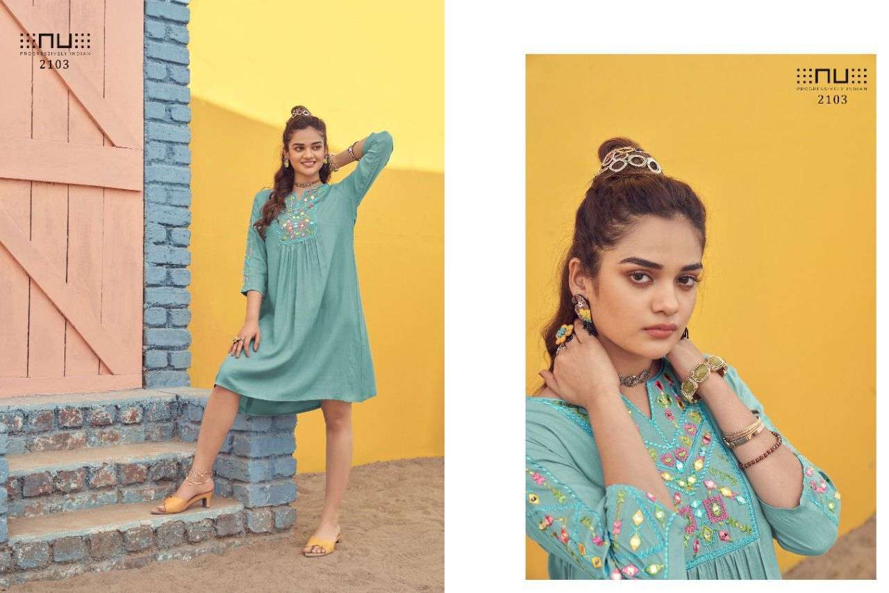  NU VOL 21 RAYON SLUB CLASSY LOOK SHORT KURTIS