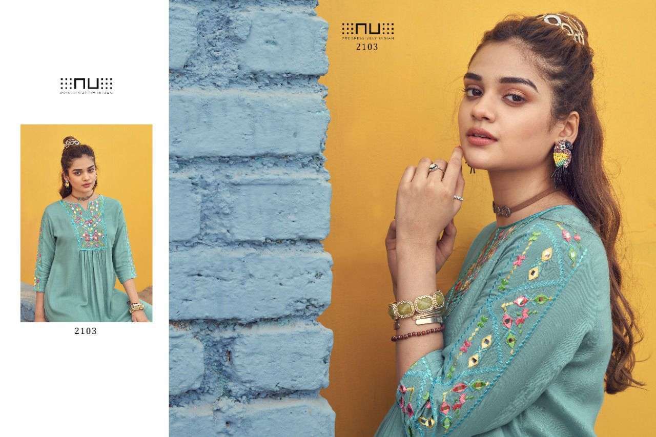  NU VOL 21 RAYON SLUB CLASSY LOOK SHORT KURTIS