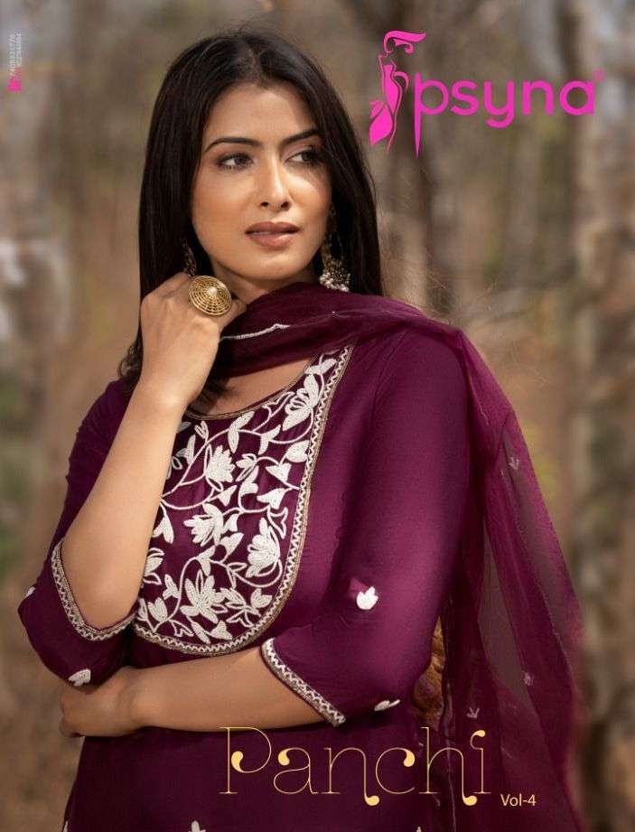  PSYNA PANCHI 4 KURTI WITH TOP BOTTOM AND DUPATTA WHOLESALER IN SURAT