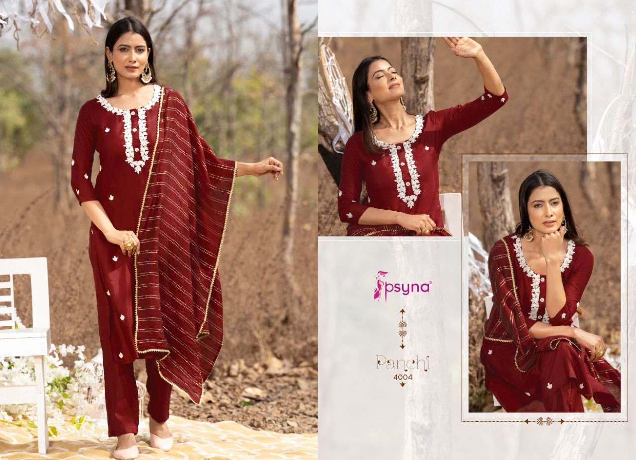  PSYNA PANCHI 4 KURTI WITH TOP BOTTOM AND DUPATTA WHOLESALER IN SURAT