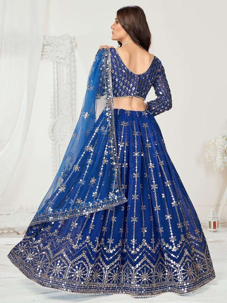 Royal Blue Sequence Embroidered Georgette Sangeet Special Lehenga Choli