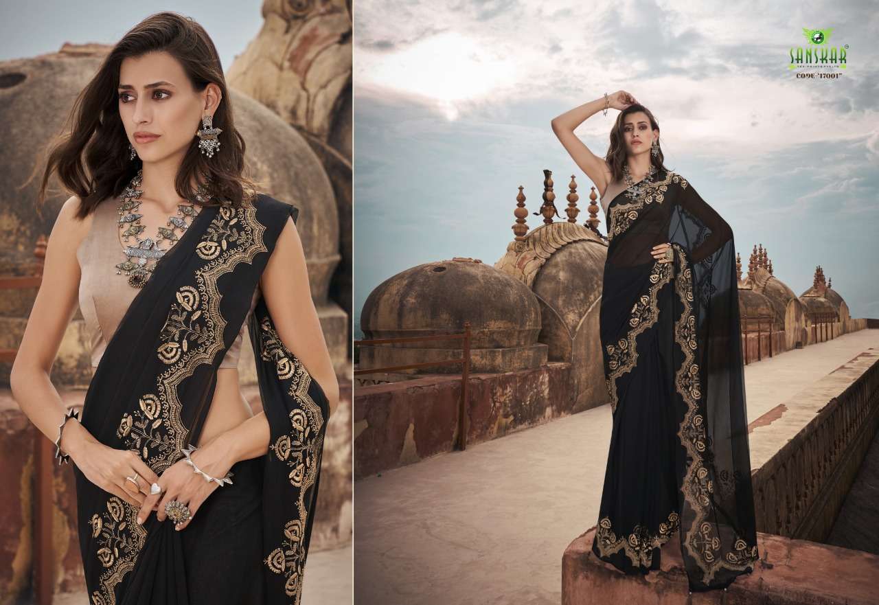 SANSKAR NAARI PURE CHIFFON DESIGNER SAREES COLLECTION IN SURAT
