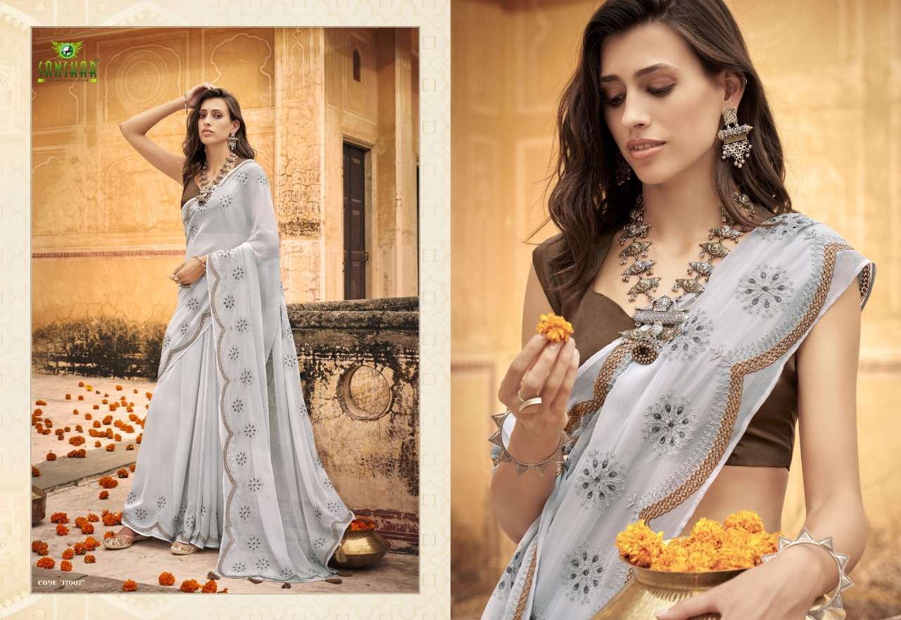 SANSKAR NAARI PURE CHIFFON DESIGNER SAREES COLLECTION IN SURAT