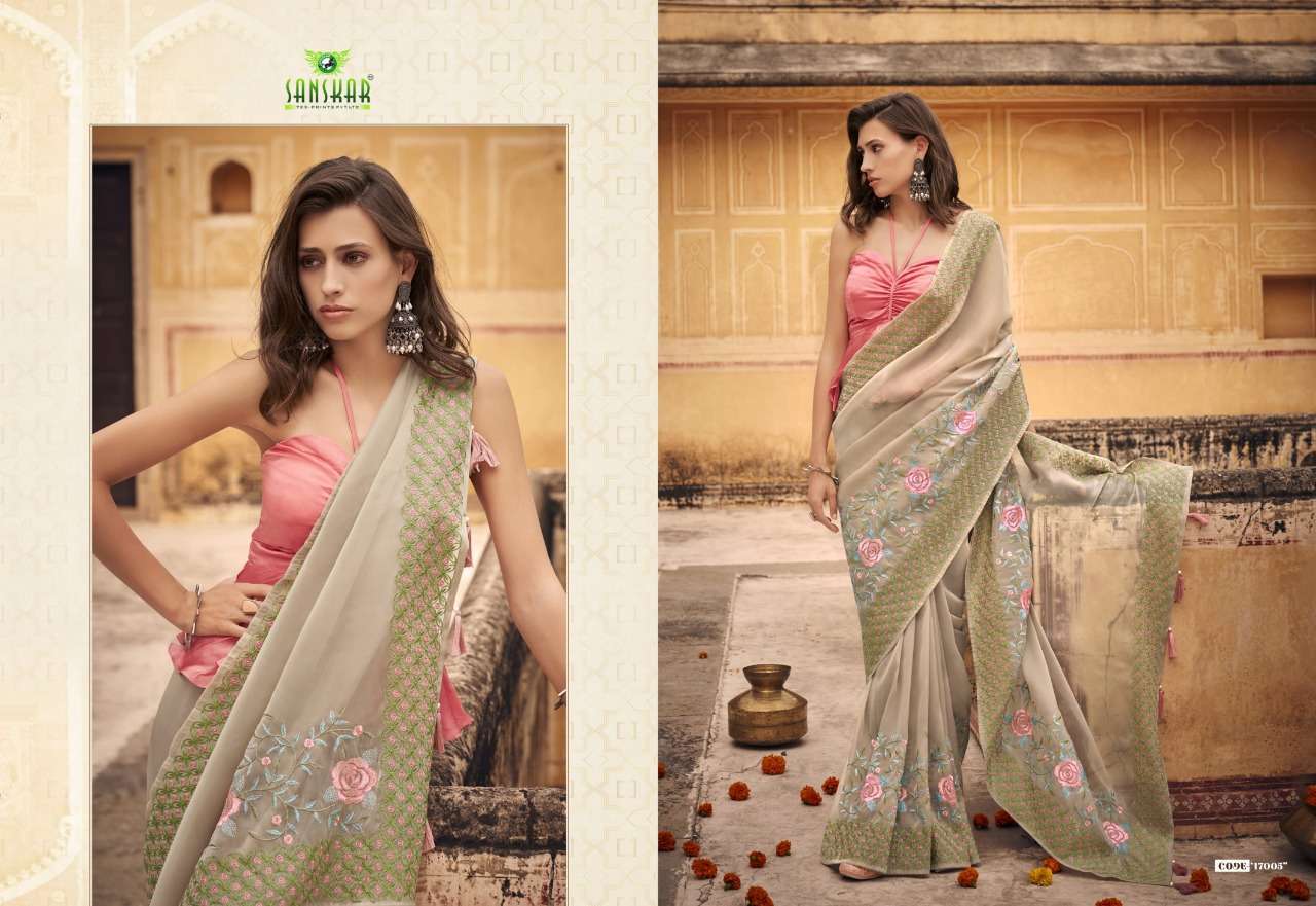 SANSKAR NAARI PURE CHIFFON DESIGNER SAREES COLLECTION IN SURAT