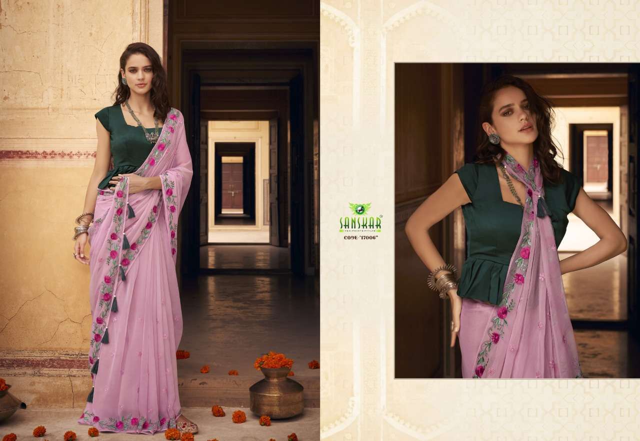 SANSKAR NAARI PURE CHIFFON DESIGNER SAREES COLLECTION IN SURAT