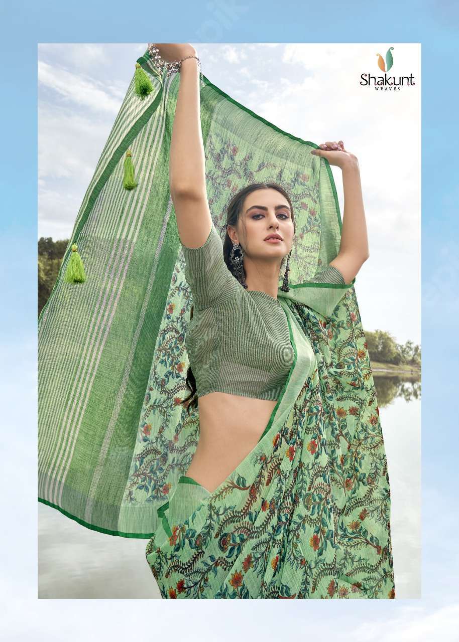  SHAKUNT WEAVES EENA LINEN SAREE ONLINE SUPPLIER