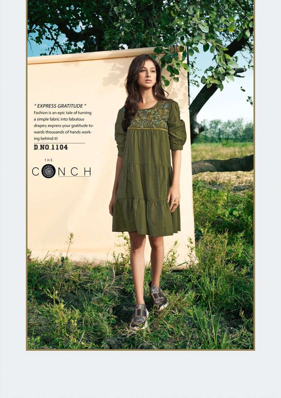 THE CONCH BY RIYA DESIGNER FANCY SHORT KURTIES TOPS COLLECTION LIMITED STOCK