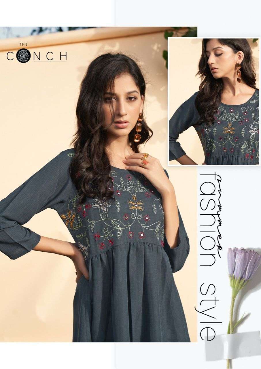 THE CONCH BY RIYA DESIGNER FANCY SHORT KURTIES TOPS COLLECTION LIMITED STOCK