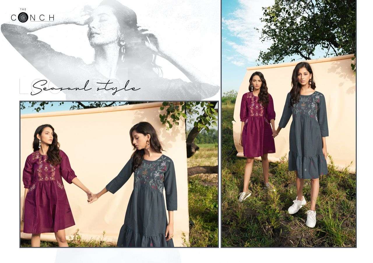 THE CONCH BY RIYA DESIGNER FANCY SHORT KURTIES TOPS COLLECTION LIMITED STOCK