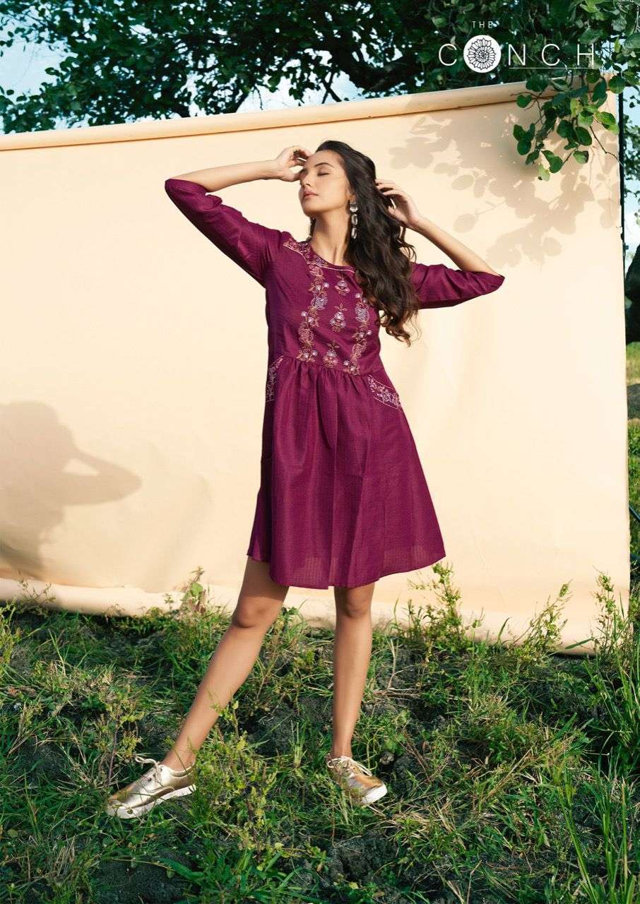 THE CONCH BY RIYA DESIGNER FANCY SHORT KURTIES TOPS COLLECTION LIMITED STOCK