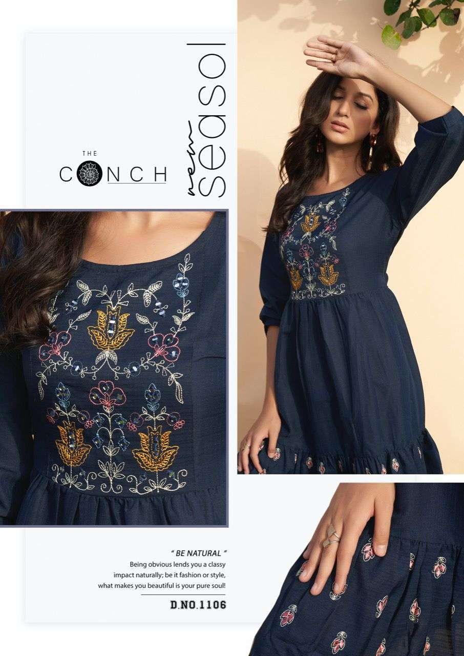 THE CONCH BY RIYA DESIGNER FANCY SHORT KURTIES TOPS COLLECTION LIMITED STOCK