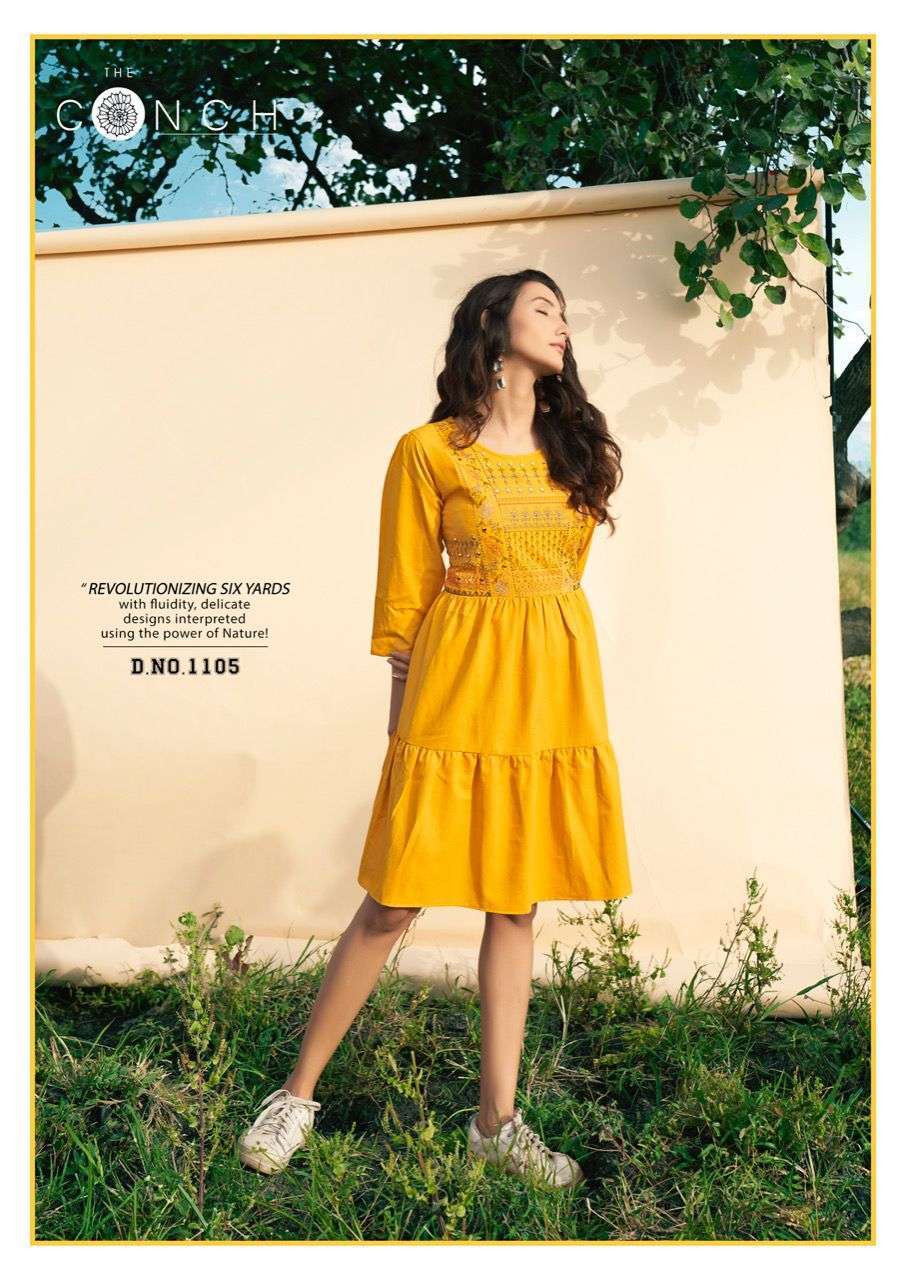 THE CONCH BY RIYA DESIGNER FANCY SHORT KURTIES TOPS COLLECTION LIMITED STOCK