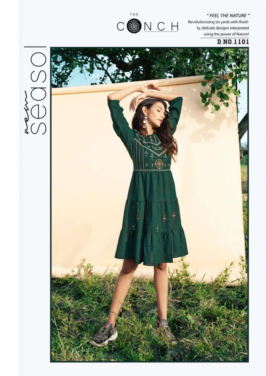 THE CONCH BY RIYA DESIGNER FANCY SHORT KURTIES TOPS COLLECTION LIMITED STOCK